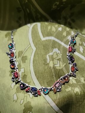 Multicolor Ayala Bar Beaded Silver-Tone Statement Necklace
